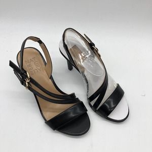 NEW Naturalizer Womens Kayla Leather Open Toe Casual Strappy Sandals Black 5.5M